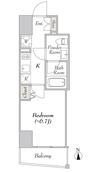 【新築】ルミーク文京湯島 8階 1Kの間取り