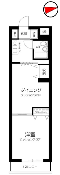 コスモ千駄木 2階 1DKの間取り