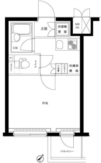 ルーブル本駒込 2階 1Kの間取り