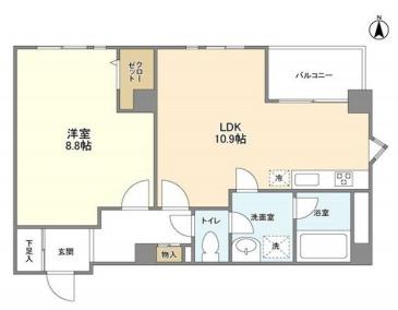 ブルーガーデン小石川　 2階 1LDKの間取り