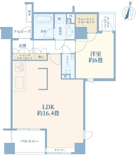 クオリア御茶ノ水パークフロント 7階 1LDKの間取り