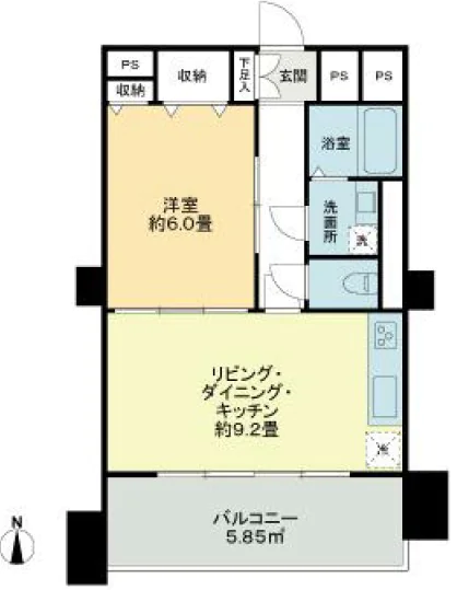 ドミール千駄木 10階 1LDKの間取り