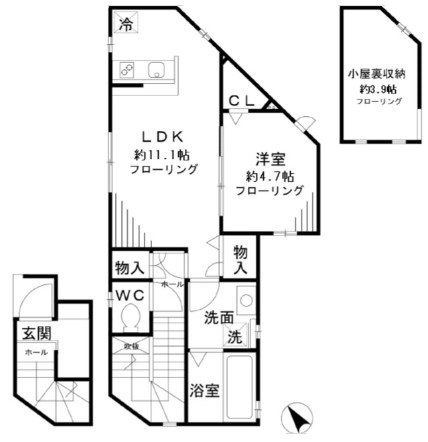 Ｃａｓａ　ＩＤＡ 2階 1LDKの間取り