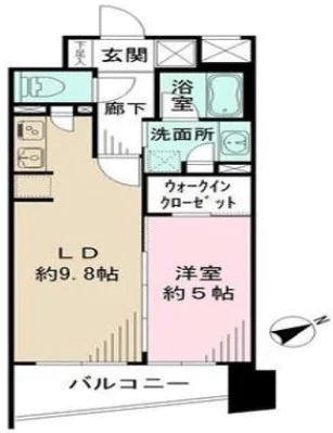 エクセレント文京動坂 6階 1LDKの間取り