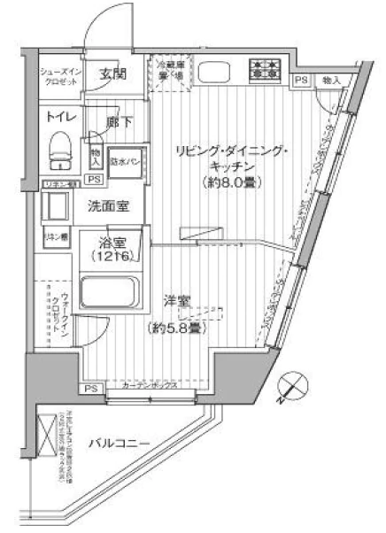 ヒューリックレジデンス駒込 12階 1LDKの間取り