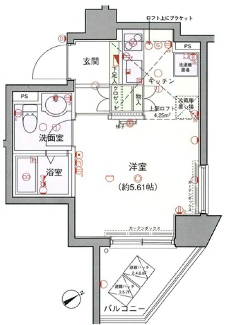 ラグジュアリーアパートメント文京千石Ⅱ 6階 1Kの間取り