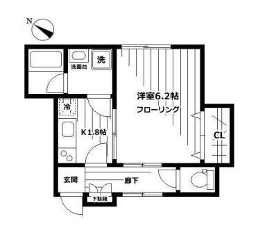 文京森川ハイツ 1階 1Kの間取り