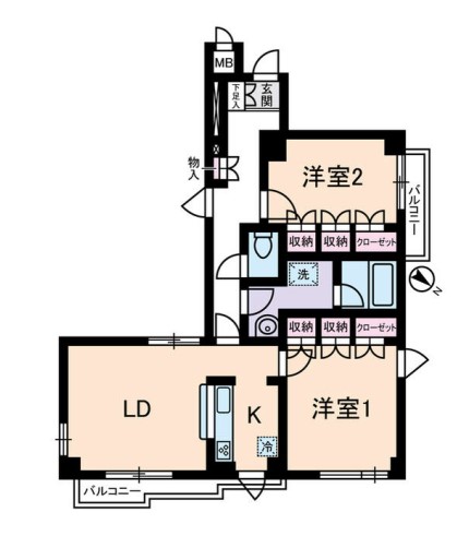 ゾアール茗荷谷 4階 2LDKの間取り