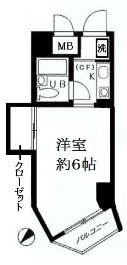 パールシティ小石川 2階 1Rの間取り