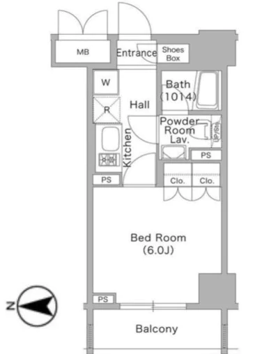 コンフォリア文京春日 9階 1Kの間取り