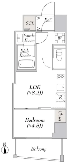 【新築】ルミーク文京湯島 8階 1LDKの間取り