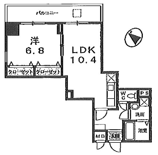 アクシオン音羽 6階 1LDKの間取り