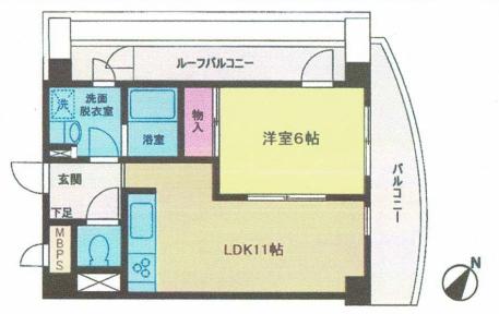 フレス茗荷谷 4階 1LDKの間取り