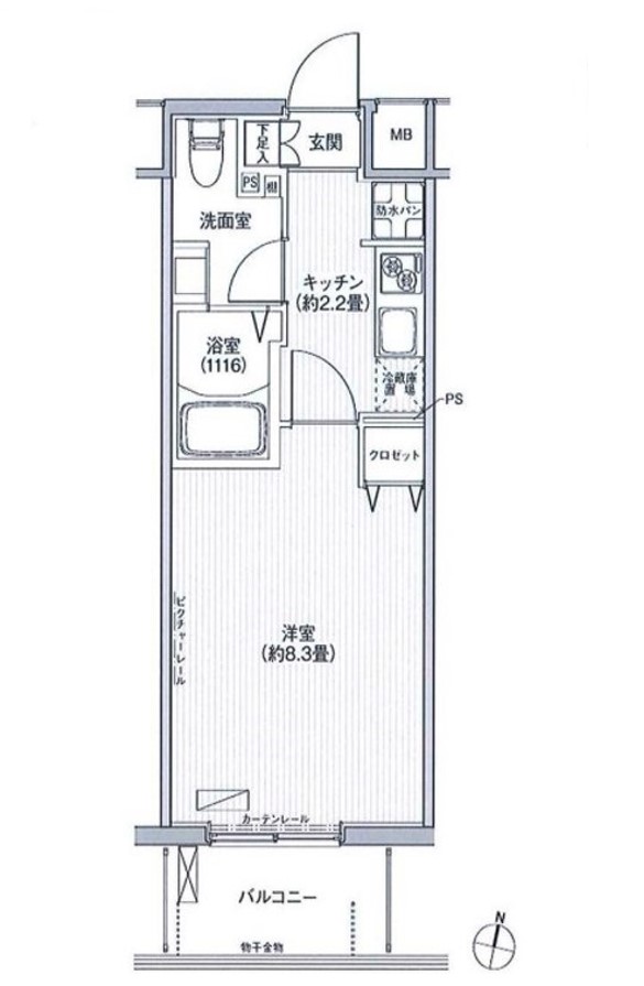 カーサラスク目白台 7階 1Kの間取り