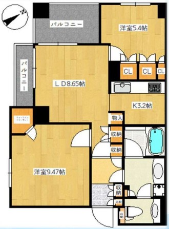 ジェイパーク文京白山 2階 2LDKの間取り