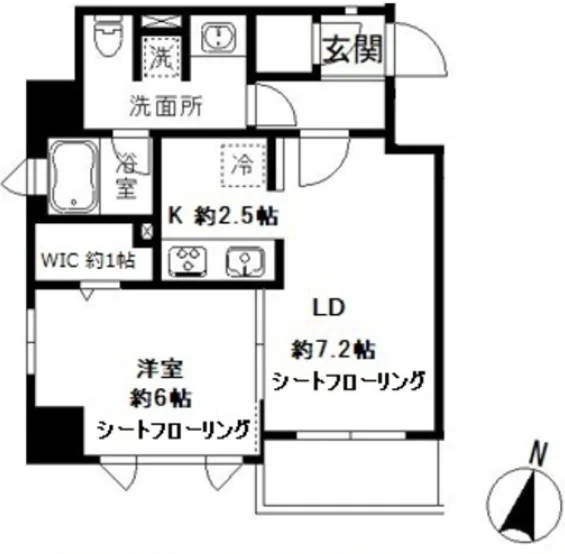 【築浅】コートヒル本郷 2階 1LDKの間取り