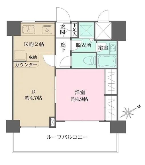 ウィン千駄木 10階 1DKの間取り