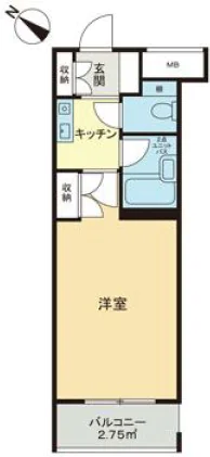 ジェイパーク東大前グランドイースト 1階 1Kの間取り