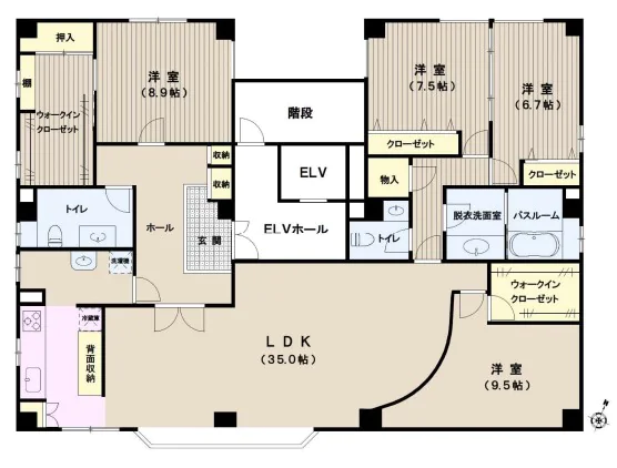 クレート小石川 3階 4LDKの間取り