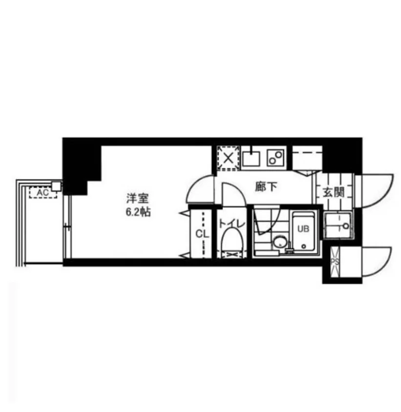 レジディア文京本郷Ⅱ 6階 1Kの間取り