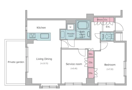 レジディア文京音羽 1階 1SLDKの間取り