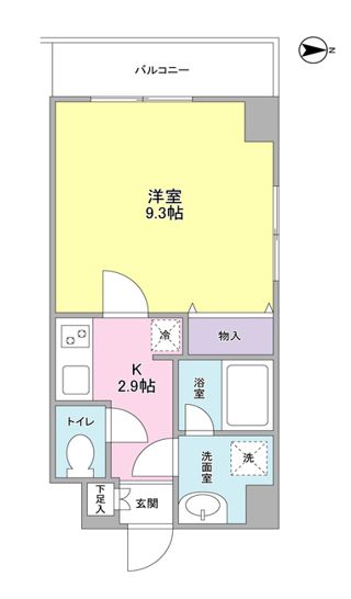 ヒルサイド御茶ノ水 4階 1Kの間取り