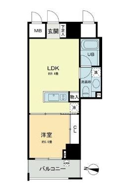ベルファース本郷弓町 6階 1LDKの間取り