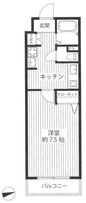 ラフィーヌ千駄木 1階 1Kの間取り