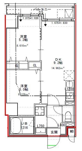 S-RESIDENCE文京小石川 3階 2DKの間取り