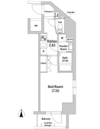 Brisa本郷真砂 4階 1Kの間取り