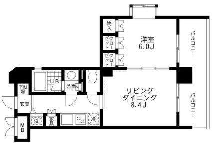 レジディア文京本郷 8階 2Kの間取り