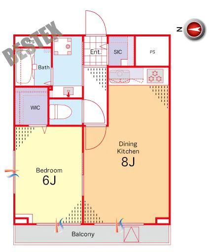 赤門ロイヤルハイツ 9階 1DKの間取り