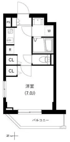 CREVANCE神楽坂(クレヴァンス神楽坂) 3階 1Kの間取り