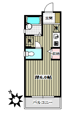 菊坂ウイング 1階 1Kの間取り