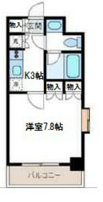 レジディア後楽園 3階 1Kの間取り