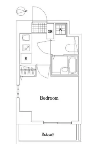 クレアシオン後楽園 5階 1Kの間取り