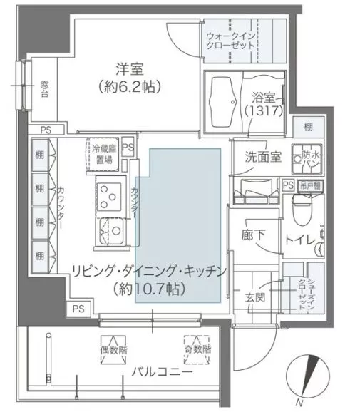 メゾンカルム本郷 11階 1LDKの間取り