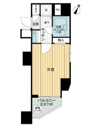 ライオンズプラザ白山 4階 1Kの間取り