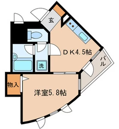ガウディ動坂 1階 1DKの間取り