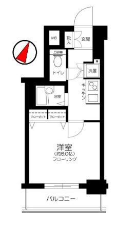 プレール・ドゥーク文京本駒込 6階 1Kの間取り