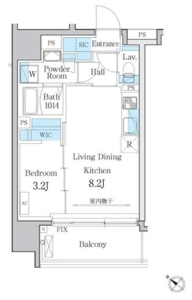【新築】デュオメゾン文京白山 8階 1LDKの間取り