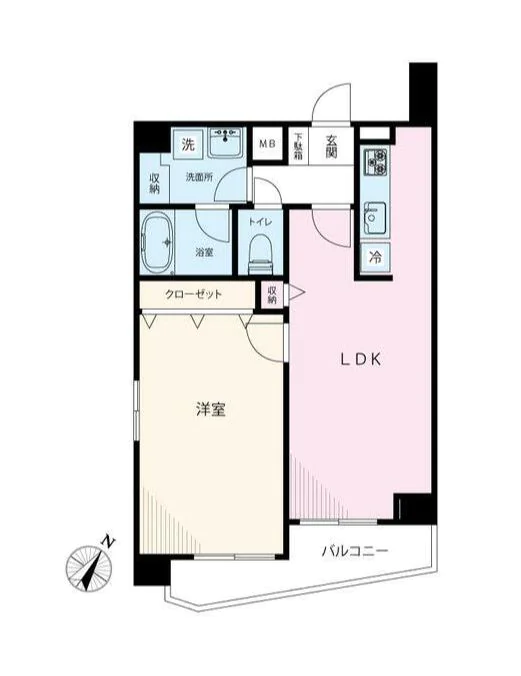 パークウェル文京千石 6階 1LDKの間取り
