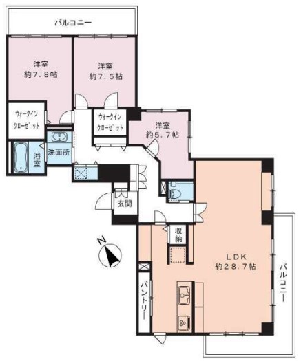 ベルテ音羽台 4階 3LDKの間取り