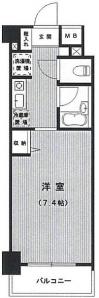 ロジュマン銀嶺 3階 1Kの間取り