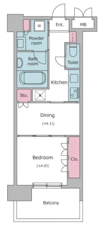レジディア文京本郷 5階 1DKの間取り