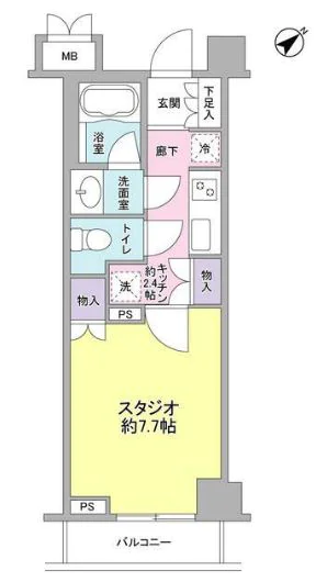 サンピエス根津 1階 1Kの間取り