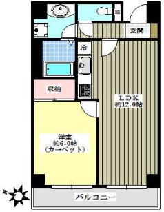 ヒルトップ小石川 3階 1LDKの間取り