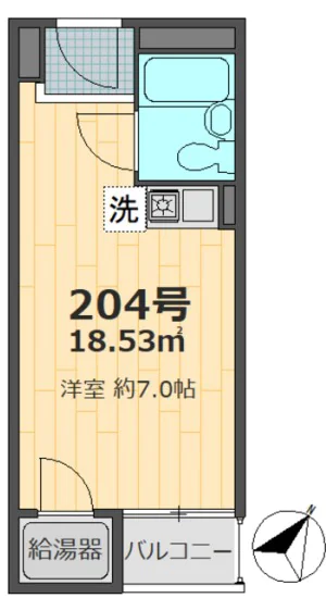 シャルマン文京千駄木 2階 1Rの間取り