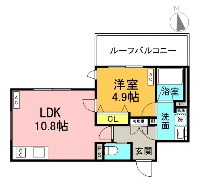【築浅】MDM後楽園 2階 1LDKの間取り