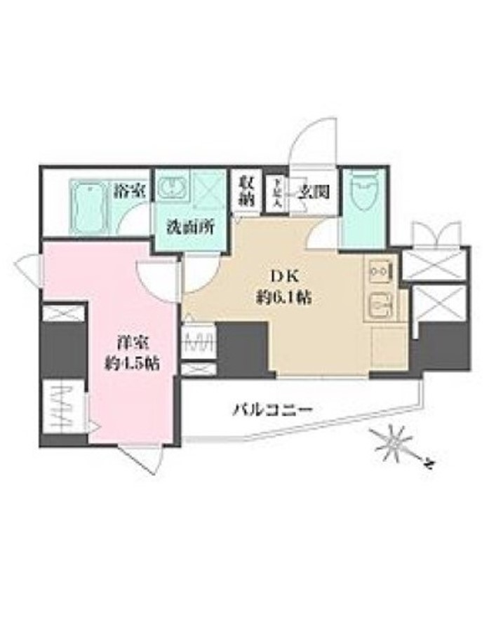 ＷＨＡＲＦ文京茗荷谷 4階 1DKの間取り